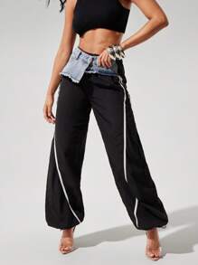 Denimoi Pantaloni tuta con bottoni frontali in jeans