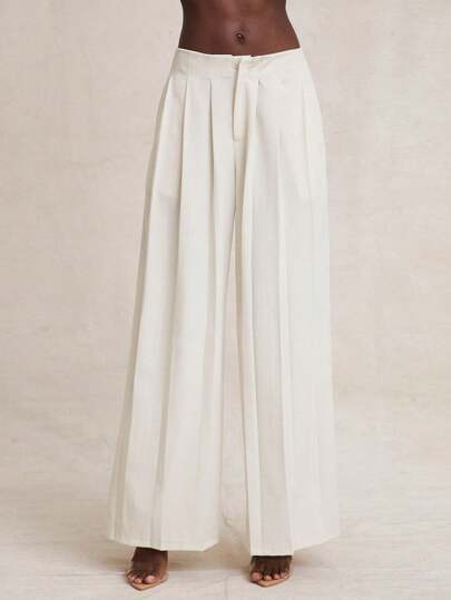 NYA SZN Pantalones casuales y de oficina de talle alto y plisados para mujeres, ideales para el otoño