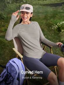 In My Nature In My Nature Women's Purple Breathable Mesh Splice Yoga, Pilates, Workout, Running Training T-Shirt With Thumbholes, Sports Outdoor Summer Top Hiking Women Clothes