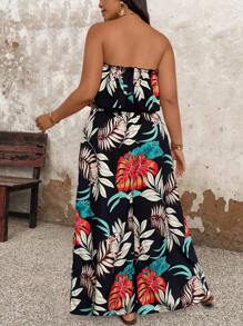 Breezaya 2 Stücke Set mit Camisole-Tanktop mit tropischem Pflanzendruck und Hose mit weitem Bein und elastischer Taille Große Größen - Verschiedenfarbig - Übersicht 7