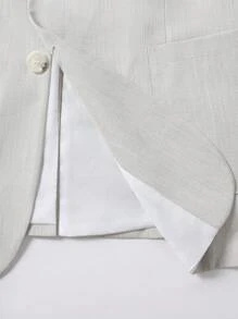 Calvornis Bộ vest nam tay dài cổ ve màu trơn và quần âu thường ngày - Màu be - Xem 8