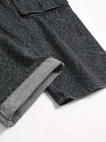 Chillumni Quần Jeans Denim Nam Họa Tiết Da Báo Có Túi Khóa Kéo Thường Ngày Đa Năng - Màu xám đen - Xem 7