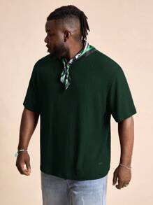 EASEVO Camiseta de cuello redondo de punto negro casual de talla grande para hombre, adecuada para el verano