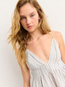 Nöista Women's Summer Striped Pleated Casual Camisole Tank Top - Multicolor - View 4