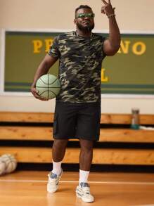 EASEVO Men Plus Size Casual Camo Print Short Sleeve Tee, For Going Out, Summer - Multicolor - View 7