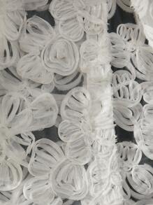 GENKIRA Áo cánh tay ngắn bằng vải chiffon lưới 3D dành cho nữ - trắng - Xem 7