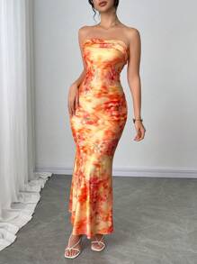 Firerie Women's Elegant Romantic Stylish Commuter Sexy Graceful Ruffle Green Maxi Dress, Suitable For Party, Beach Vacation, Back To School, Romantic Date, Wedding Season, Birthday, Easter, Spring/Summer