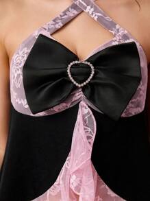 ROMWE J-Fashion Y2K 少女蕾丝荷叶边饰挂脖性感女式背心