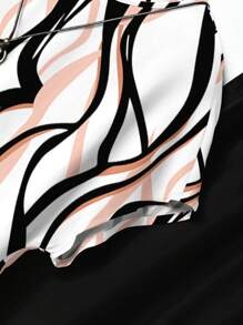 Rusticease 2件套女士几何线条修身百搭上衣和裤子，春夏适合外出休闲穿着 - 彩色 - 查看 3