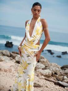 Opulessa Vestido de escote pronunciado y espalda descubierta romántico para vacaciones de mujer, estilo de vacaciones, de punto con estampado floral romántico, conjunto de ropa casual de verano para vacaciones, atuendo bohemio de playa para vacaciones, estilo bohemio chic, atuendos de fiesta y festival, ropa de playa para mujer, atuendos de verano para mujer, conjunto de graduación, artículos esenciales de playa, vestido amarillo mantequilla, atuendos de cumpleaños para mujer, artículos esenciales de playa, conjunto de aeropuerto para mujer, 4 de julio para mujer, conjunto de club, vestido de té, vestido de cumpleaños, vestido de verano, hombros descubiertos - Multicolor - Ver 5
