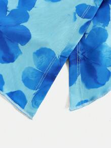 SHEIN Girlism Blusa estilo bandeau com babados e bainha de malha floral para adolescentes