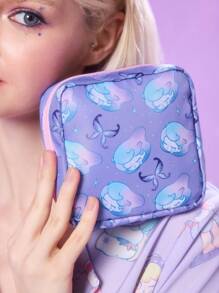 Pop Mart Azura X SHEIN 1pc/1set Cartoon Pattern Polyester Fiber Storage Bag, Can Be Used As A Feminine Hygiene Storage Bag, Digital Storage Bag, Small Item Storage Bag,Tears