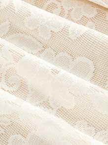 SHEIN MOD 杏色碎花蕾丝复古修身长裙 - 杏色 - 查看 4