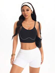 Easithlete Seamless High Elasticity Women Sports Bra, Color Contrast Workout Clothes Women Workout Gear Women Women Sports Bras Workout Clothes For Women - Black - View 5