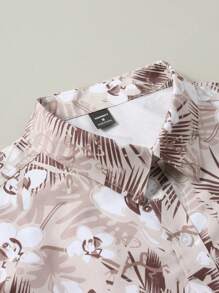 Manfinity Homme Men's Casual Fashion All Over Print Button Down Long Sleeve Shirt - Khaki - View 5