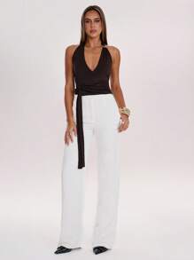 SHEIN BAE 这款女士棕色金属纽扣装饰性感上衣适合日常外出、通勤休闲、下午茶聚会、夏季穿着、乡村音乐会服装和度假穿着。 - 棕色 - 查看 7