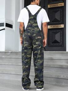 Manfinity Homme Quần yếm Jeans thường ngày họa tiết rằn ri cho nam - Nhiều màu - Xem 2