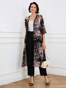 Miaspire 2 pièces/Set Veste à imprimé floral printemps/été et pantalon large à poches Tenue de loisirs pour vacances. Tenues d'enseignante pour femmes, tenues de sortie, tenue pour la fête des mères, cadeau pour maman