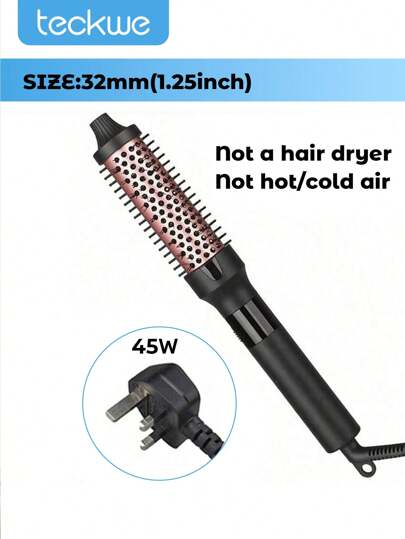 双 PTC 加热卷发器，32 毫米/1.25 英寸，加热更快更均匀，2 种加热设置，操作简单，无冷热风功能，不能用作吹风机，不是最大尺寸 - 38 毫米/1.5 英寸，请查看其他列表
