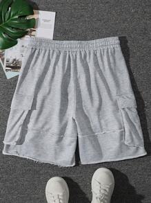 Manfinity Hypemode 男式休闲卷边抽绳磨边短裤