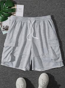 Manfinity Hypemode 男式休闲卷边抽绳磨边短裤