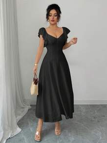 Elenzga Princess Seam A-Line Dress, Elegant Romantic Design, Made Of High Quality Fabric