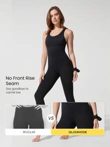 GLOWMODE Body con copas desmontables, estilo Mono, de 24" FeatherFit™-Air con efecto trasero realzador, para yoga de bajo impacto, pilates, uso diario casual