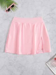 Swim Lushoire Short de plage unicolore pour femme avec fente latérale, conception élégante de maillot de bain et de pantalon de plage - Rose pâle - Voir 7