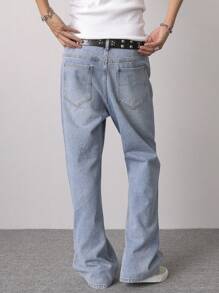 Manfinity EMRG Men's Loose Fit Denim Jeans, Fashionable For Summer Man Clothes Men Jeans - Light Wash - View 4