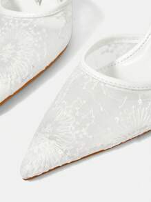 CUCCOO HITCHD Women's White Lace & Mesh Pointed Toe Transparent Crystal High Heel Pumps,Suitable For Wedding, Party' - White - View 10