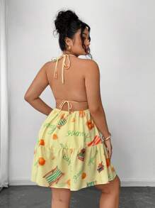 Elenzga Plus Size Spaghetti Strap Holiday Sundress - Multicolor - View 2