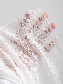 SHEIN PETITE Minifalda asimétrica con volantes de encaje y parches en estilo bohemio para mujeres de estatura baja, para primavera/verano