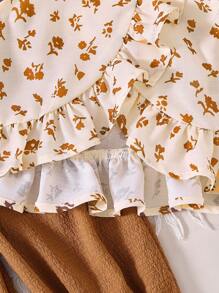 SHEIN LMoss Kids Bộ 2 áo và quần bo gấu họa tiết hoa cho kỳ nghỉ hè dành cho bé gái - Nhiều màu - Xem 5