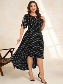SHEIN Clasi Summer Plus Size Wedding Asymmetrical  Dresses - Black and White - View 5
