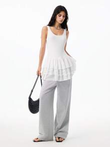 LYSMO 女式无袖白色休闲连衣裙 - 白色 - 查看 5