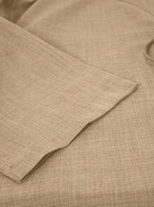 Linhara Set de 2 piezas con top de manga larga y pantalones de unicolor talla grande, moda para el verano - Caqui - Ver 6