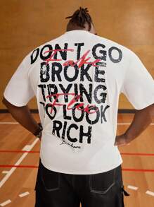 EASEVO 大码男式宽松字母印花圆领短袖针织 T 恤