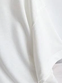 SHEIN Unity Elegant Short Sleeve Hooded Loose T-Shirt For Women, Casual White Sweatshirt Tops For Summer Graduation,Back To School Outfits,Graduation,Teacher Outfits For Women,Back To School Pullover Fall Outfit