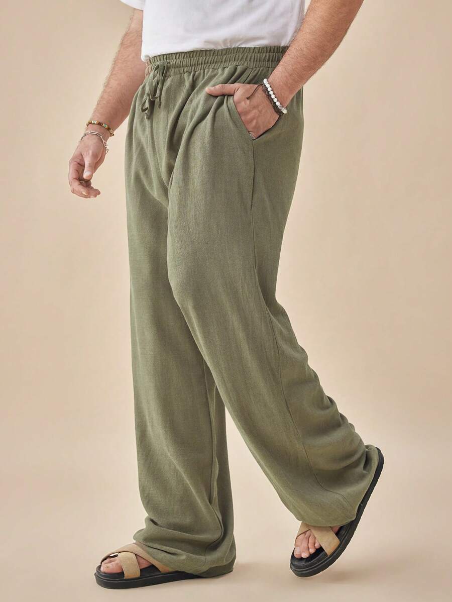 EASEVO Quần dài dệt thường ngày cỡ lớn cho nam, mùa thu - xanh quân đội - Xem 1