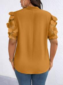 SHEIN Clasi Chemise à manches courtes avec col et nœud à l'avant pour femmes grande taille