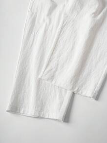 Rusticease 女式纯色简约休闲裤 - 白色 - 查看 6