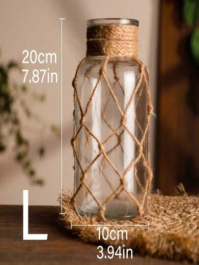 1pc Creative Vintage Bohemian Art made Woven Transparent Glass Cylinder Vase, Original Home ation woven Mesh Bag Festival s, Desktop ation, Flower Arrangements Hydroponic Planting, Ideal Country Farmho Tafel ation,Home ,Living Room ,Boho ,Flower Vase,Centerpiece,Wedding ations,Table Birthday Graduation view 6