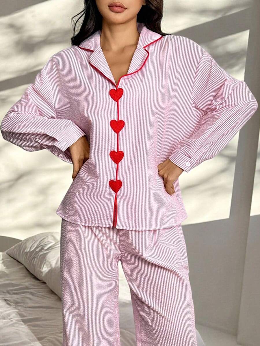 SHEIN PETITE 女士日常两件套服装 - 粉色 - 查看 1