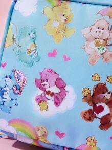 SHEIN X Care Bears 1 pieza Bolsa de almacenamiento con diseño de personaje de oso de dibujos animados, se puede utilizar como bolsa de almacenamiento de productos higiénicos femeninos, bolsa de almacenamiento digital, bolsa de almacenamiento de artículos pequeños, Funshine Bear, Bedtime Bear, Friend Bear, Wish Bear, Tenderheart Bear, Love-A-Lot Bear, Heart, Friendship - Celeste - Ver 6
