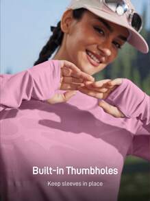In My Nature In My Nature Yoga Pilates Fitness Hardlopen Training voor Dames Snel Droog Ademend Mesh Splice Paars Open Duimgat Korte Mouw T-shirt, Zomer Wandelen Dameskleding
