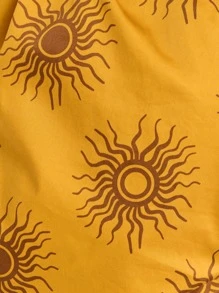Nöista 单肩露脐上衣，饰有醒目的太阳印花和银色圆环细节。轻盈的面料使其成为圣约翰岛派对、假日或7月4日庆祝活动的完美之选，也是夏季外出活动的理想选择。 - 黃色 - 查看 9