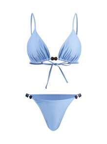Swim Oasis 女士纯色比基尼套装和裙子，适合海滩度假