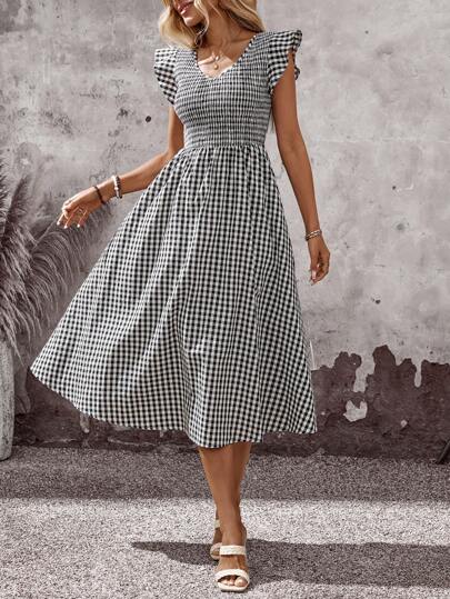 midi dresses long sleeve Pink Split Neck Three Quarter Sleeve Tiered Midi Dress – SSYS