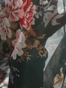 Breezaya 女式花卉印花荷叶边下摆透视长款开衫，夏季 - 彩色 - 查看 7