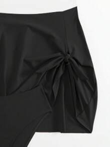 Swim Lushoire 2025年新款女式柔软单肩拼色比基尼泳装，修身两件套 - 黑與白 - 查看 8